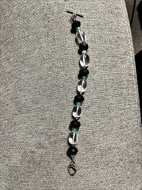 Barse Beaded Bracelet in Black & Clear Like New